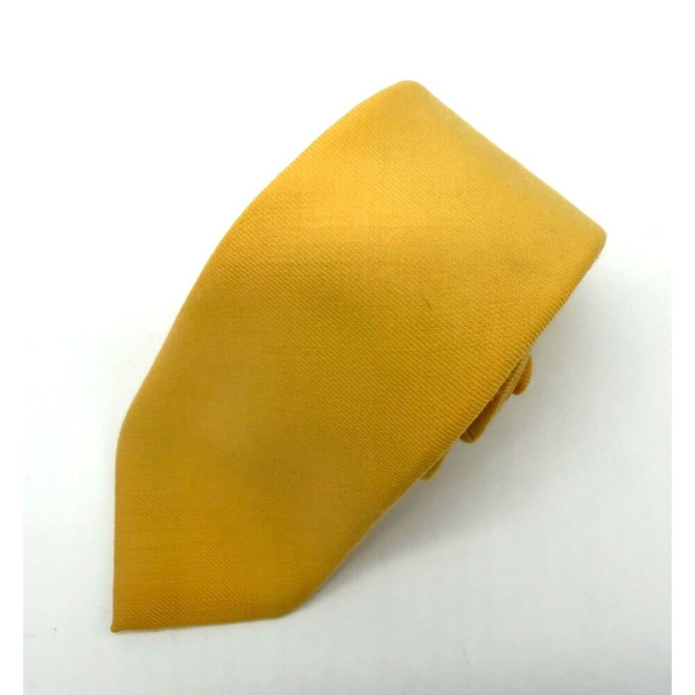 VTG Briar Tie for Hollis Clothing Yellow Wool Hopsack Hand Fashioned Woven Scotl